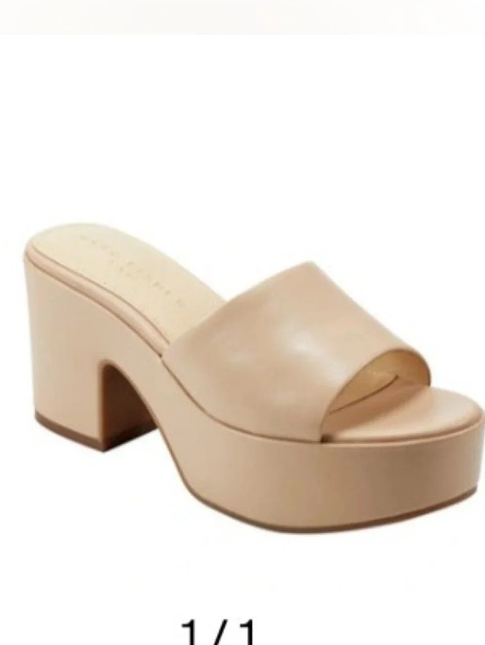 MARC FISHER LTD Forina Leather Platform Slide Sandal In Light Natural